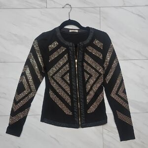 Elegant Black Studded Women's Blazer
